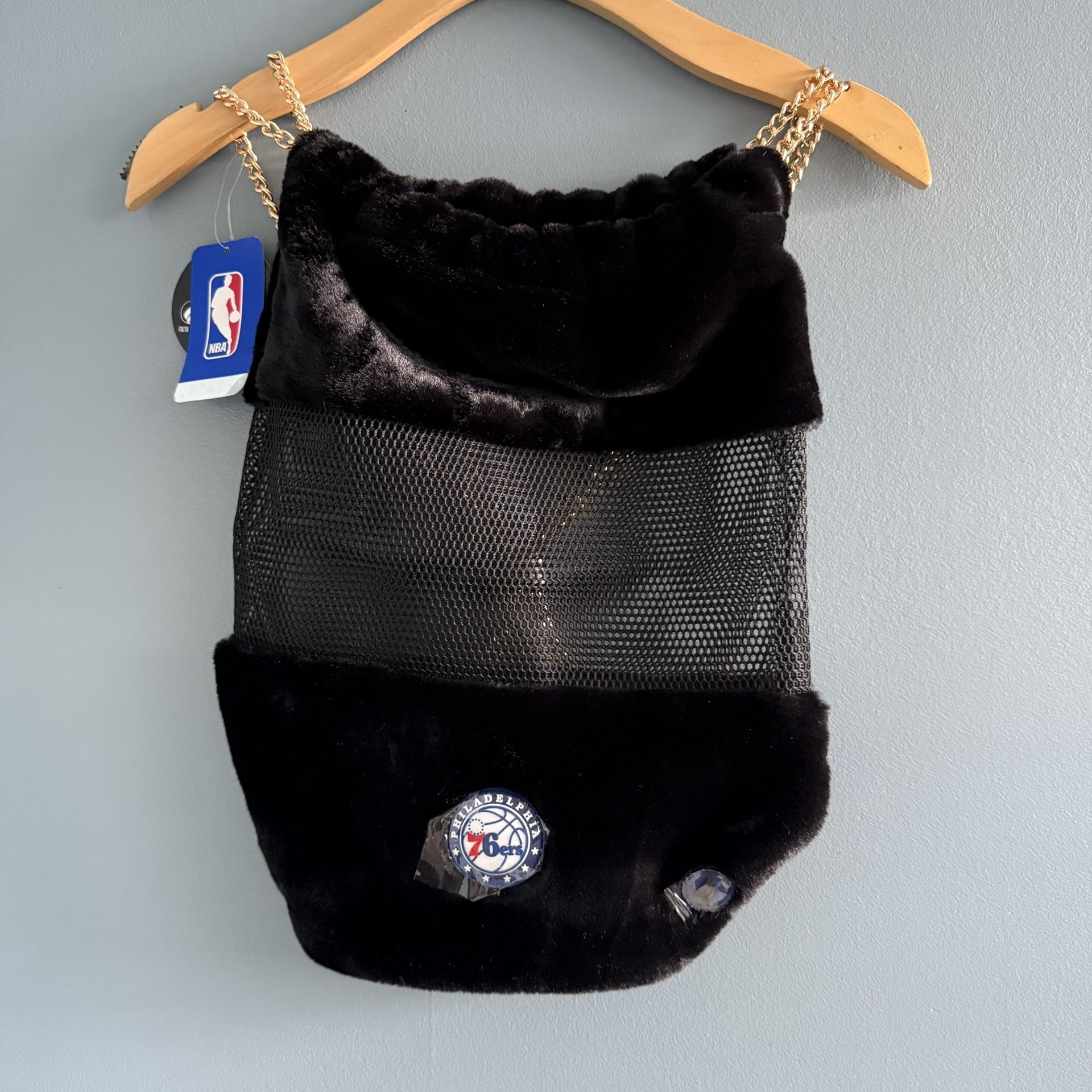 NBA Philadelphia 76ers Basketball Faux Fur Cinch Top Bag