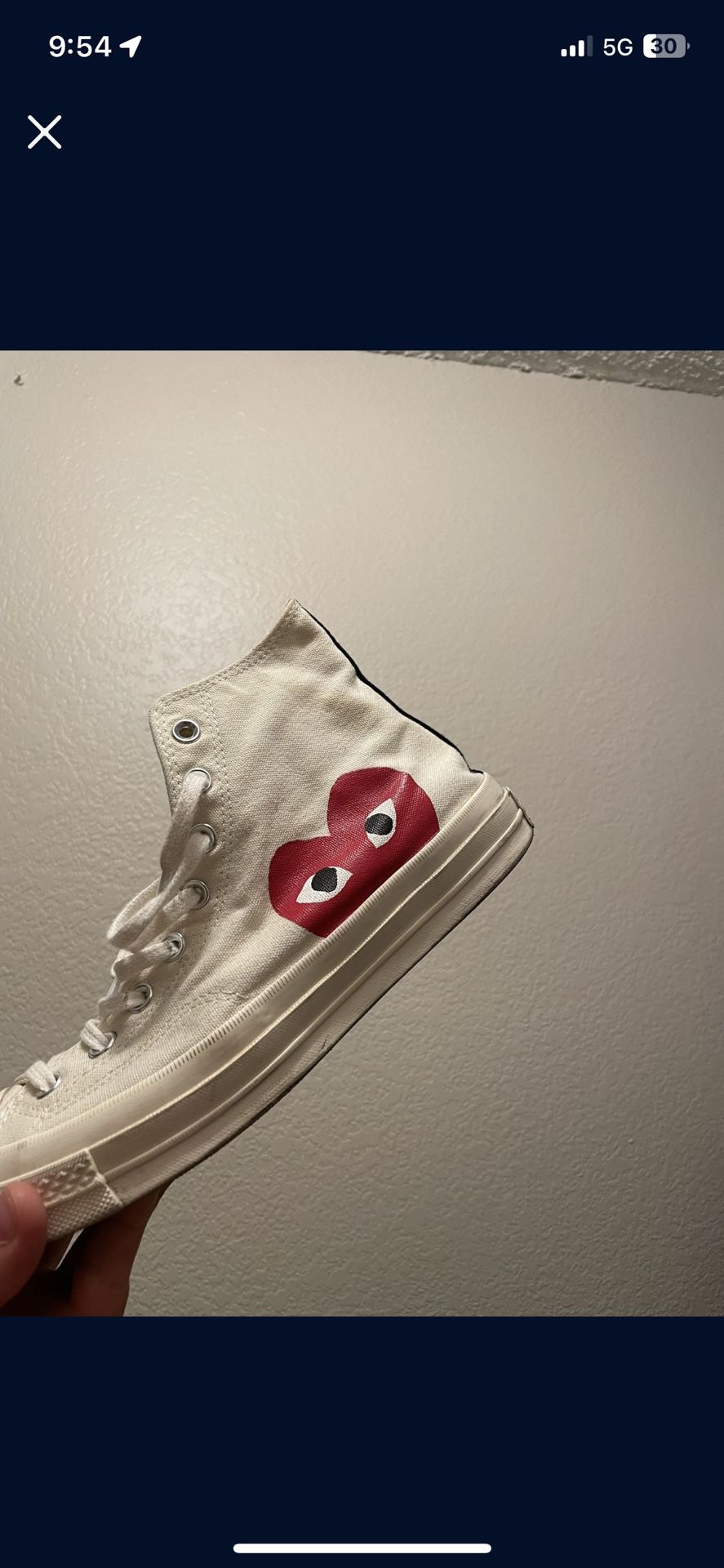 CDG white Converse