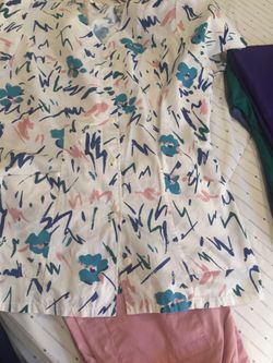Nurse blouse, and pants.