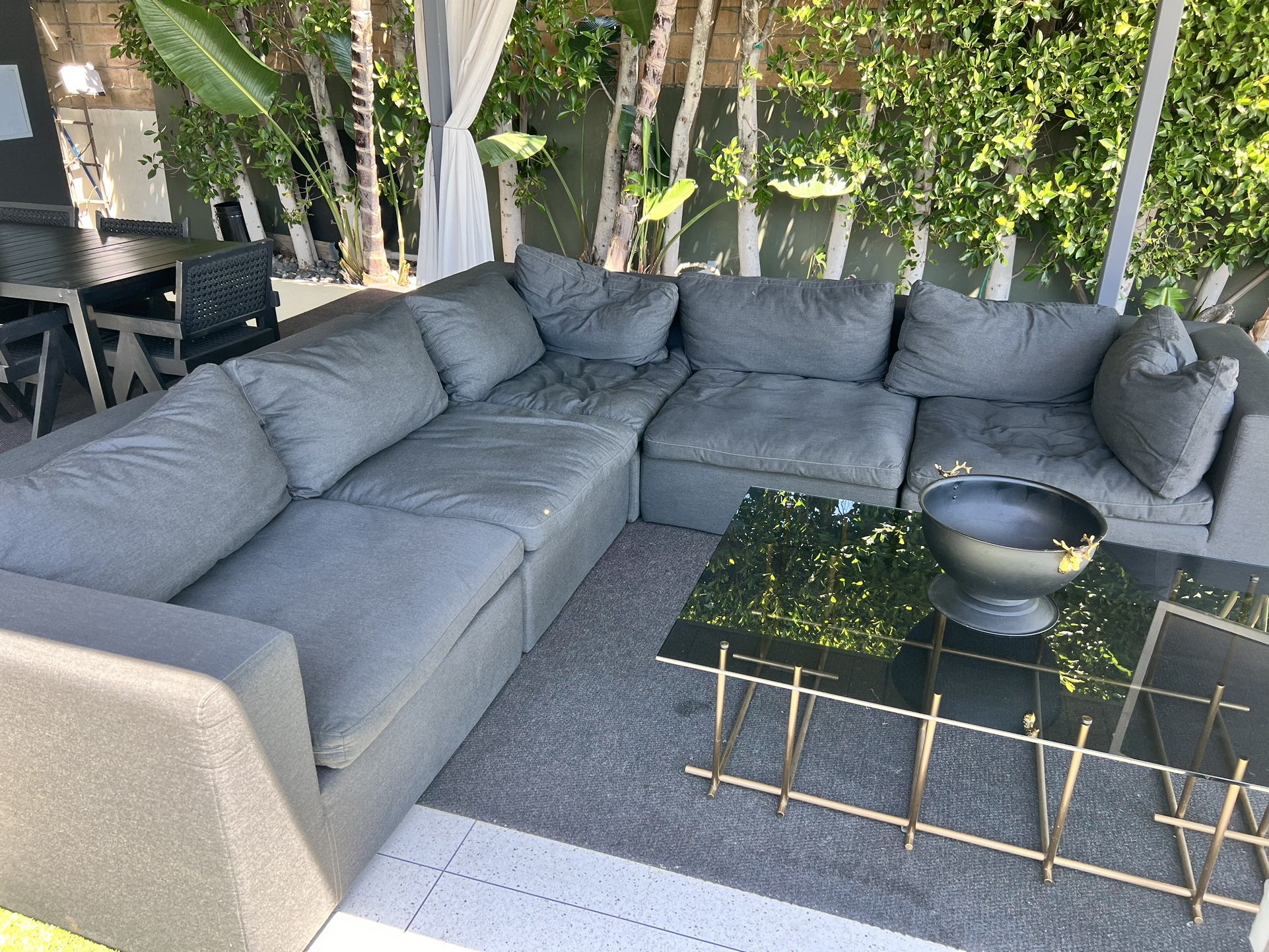 Outdoor Couch : Plush Standard Modular Down Filled Cloud-Like Comfort Overstuffed Sectional