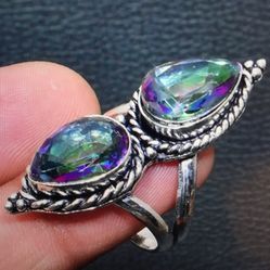 Mystic Topaz Stamped 925 Sterling Silver Ring 