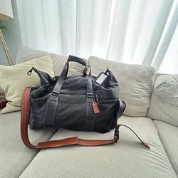Coach Duffle Bag Weekender Voyager Nylon Leather Vintage Travel Bag Authentic Large
