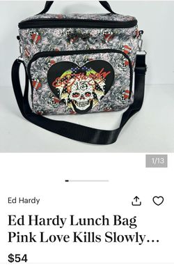 Ed‎ Hardy Lunch Bag Pink Love Kills Slowly