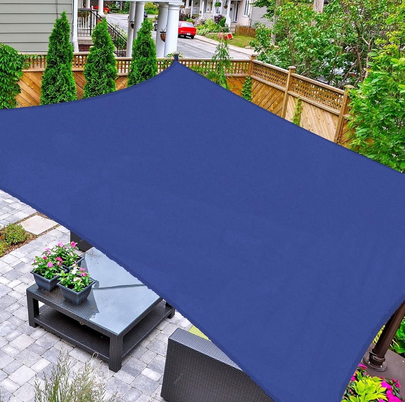 Sun Shade Sail Rectangle 8’x12’ UV Block Canopy for Patio, Backyard, Outdoor Activities in Blue