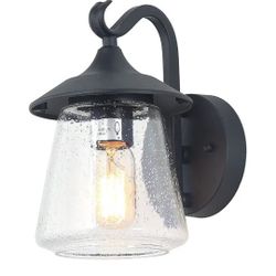 Log Barn Outdoor Wall Light Farmhouse Exterior Lantern Black A03356 1-Light