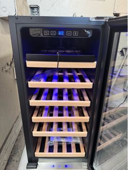 Wine Cooler Product Size: 14.8X33.9X22.4 Inches. Packing Size: 20.2x38x26.6 Inches. Around 33 Bottles, New With Box. (Price For Each)