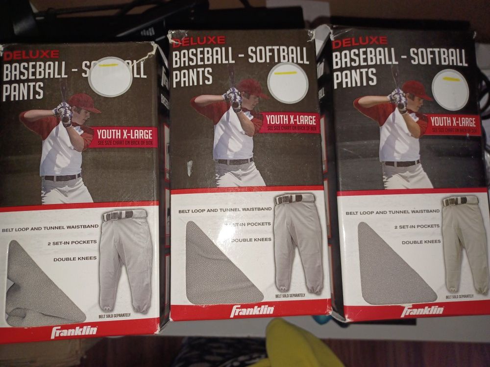 Franklin Youth Size XL 28-30 Waist Baseball Pants In Grey