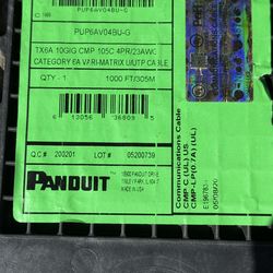 Panduit Cat 6A Cable, Plenum, Blue 1000’