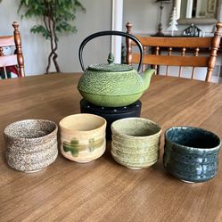 IWACHU Cast-iron Teapot + Warmer + Teavana tea cups  ($280+ value)