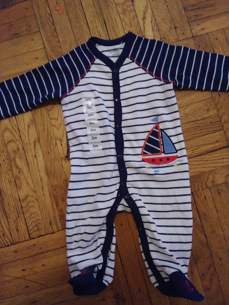 Little be 3 months stripe sailboat sleepwear