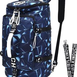 40L Laptop Backpack with Waterproof Gym Duffle Bag for Men & Women, Durable Travel Shoulder Bags for Sport Hiking School - Deep Sea Blue
