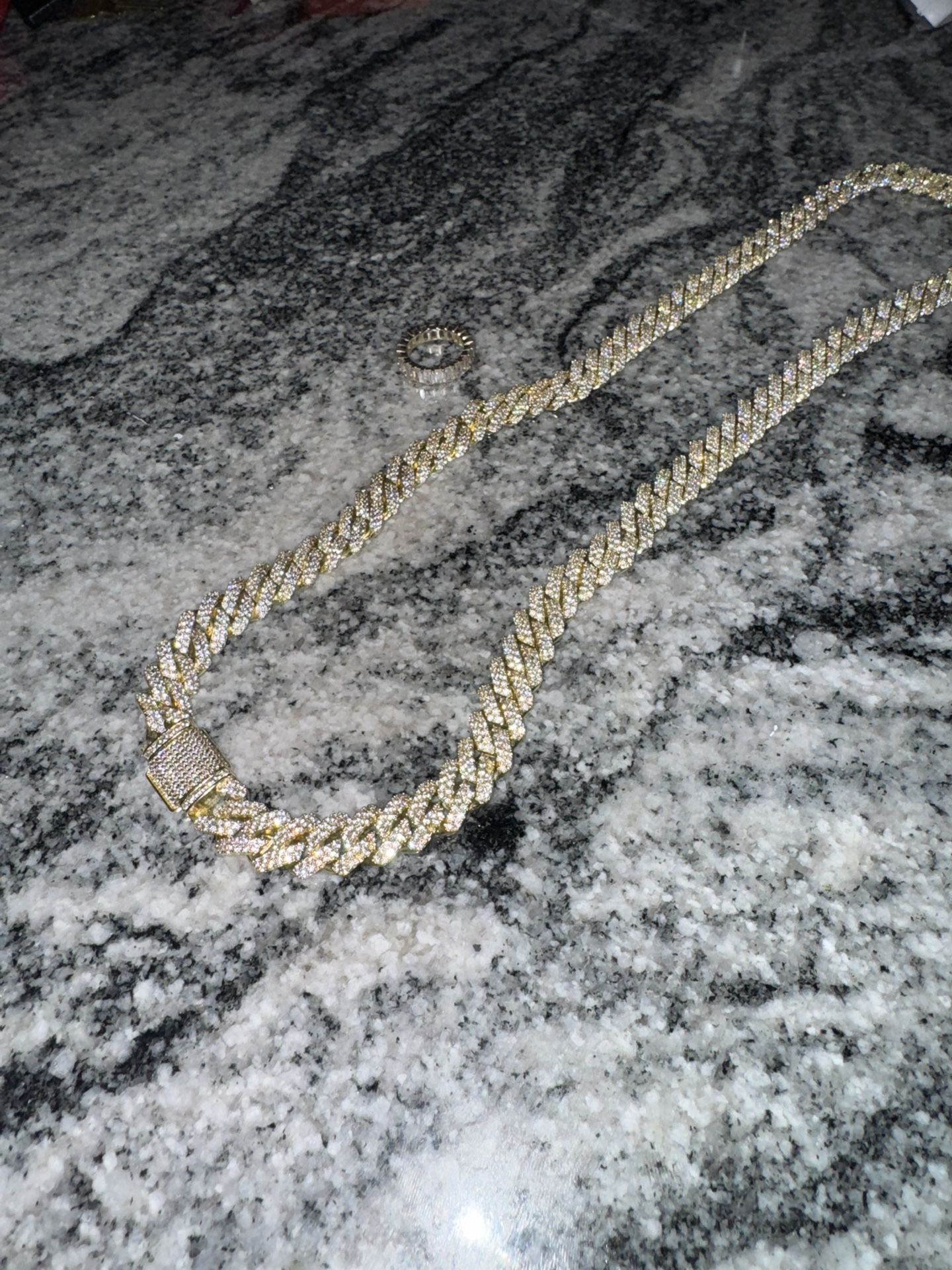Bust Down Cuban Link Lab Diamonds With Pinky Ring Set