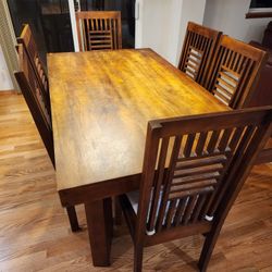 7 Piece Dining Table Set Chairs Wood Modern Style