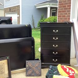 Black Dresser With Brass Pulls