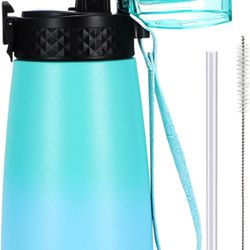 12 oz Kids Water Bottle with Straw Lid & Spout Lid Vacuum Insulated Stainless Steel Cup Double Wall Kids Metal Water Bottles For School Boys Girls (Gr