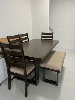 Dining Table Set with Chairs and Bench