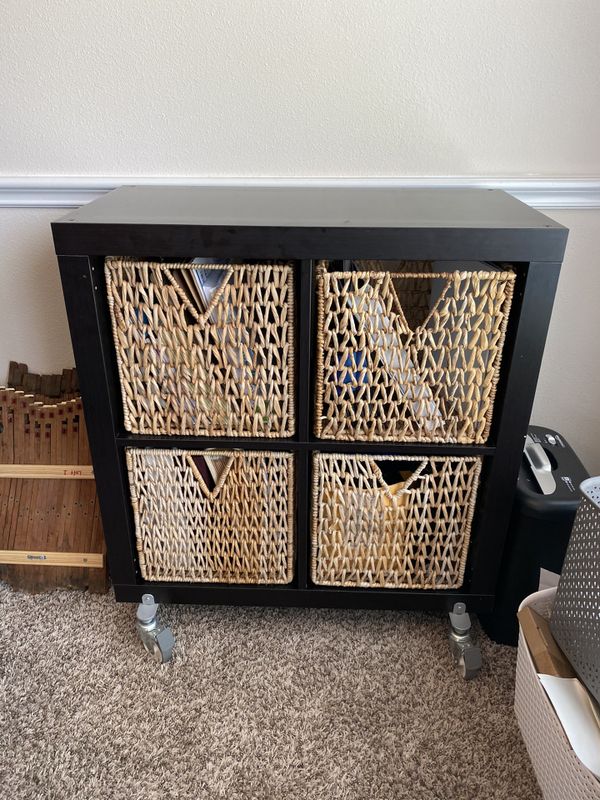 IKEA Cube Shelf with Locking Casters (Baskets included) for Sale in