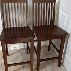 Pair of Wooden Counter Height Chairs 
