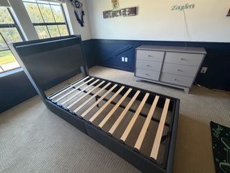 Kids twin bed frame and dresser