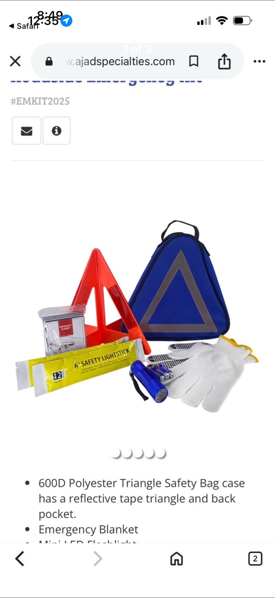 Roadside emergency kit