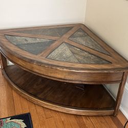Wood & Slate Coffee Table, Adjustable