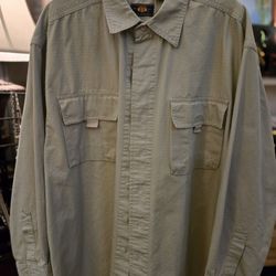 MT # 1005, Men's XL, Rugged Beige Route 66 Since 1926 Long Sleeve, Large Pockets, Zippered Sides