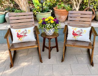 Beautiful Outdoor Wood Rocking Chair Set with Side Table