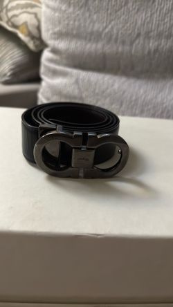 Authentic Salvatore Ferragamo Gancini Buckle Belt - Black Leather - Size 31” Waist