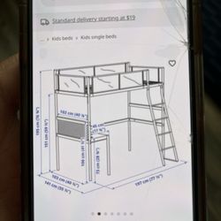 Loft Bed frame with Desktop
