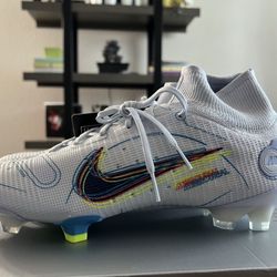 Nike Mercurial Superfly 8 Elite FG Firm Ground Soccer Cleats - White/Blue/Yellow