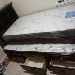 Twin/Twin Bedset W/3 Storage Drawers & Shelf(Mattress Included:$710)