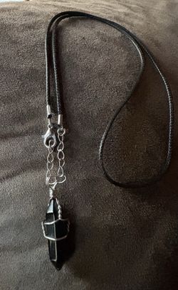 Necklace with black crystal lobster clasp
