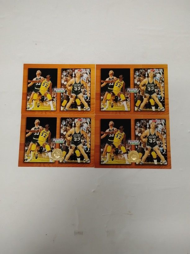 Lot Of 4 Larry Bird & Magic Johnson Basketball Cards NBA Hoops MB1