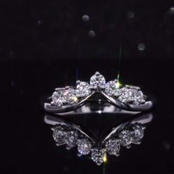 14k white gold chevron ring with 2.5mm lab diamonds