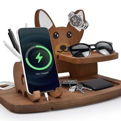 New In Box Fathers Day Gifts Wood Phone Docking Station Cell Phone Stand