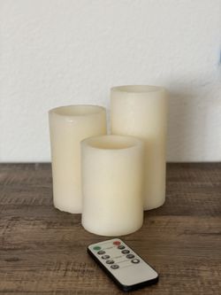 LED Remote Control Candle White Set of 3
