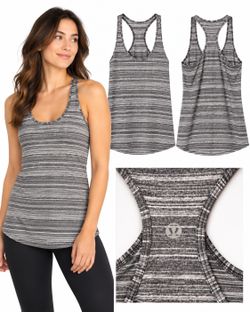 Lululemon Cool Racerback Tank Gray White Stripe Size 4