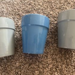 3 Plant Pot Set - Ceramic - Heavy Glaze