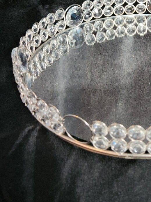 12" Round Jeweled /mirrored Tray