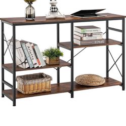3-tier Shelf, TV Stand, Sofa/Console Table, Multifunctional Shelf for Entryway, Living Room, Hallway (47 Inch Brown)
