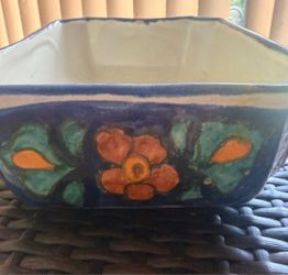 Mexican Hand-Painted Talavera-Style Ceramic Planter – 9” × 7.5”