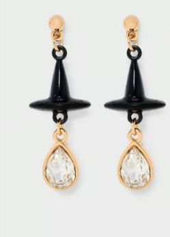 Hey Boo Black Witch Hat Earrings