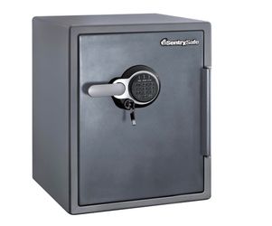 Fireproof And Waterproof Gray Steel Home Safe With Digital Keypad Lock, Floor Safe With Interior Lighting Secures Money, Documents, 2.05 Cubic Feet, S