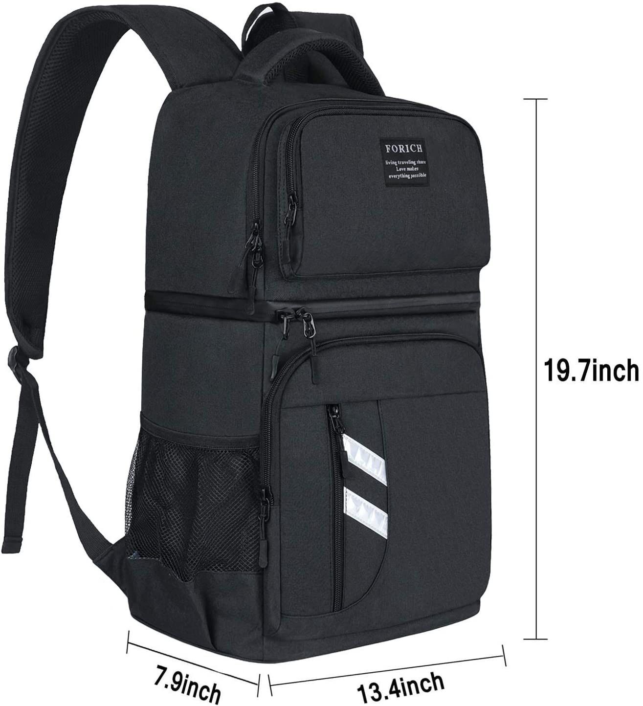 FORICH Insulated Cooler Backpack Double Deck Lightweight Leak Proof Backpack Cooler Bag Soft Lunch Backpack with Cooler Compartment for Men Women to W