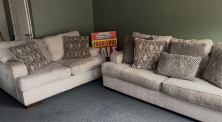 Light Gray Fabric Sofa Set – 2 Pieces
