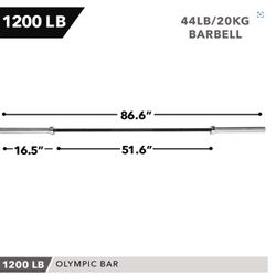 Olympic Barbell - 2” 1200 lb Capacity 7’