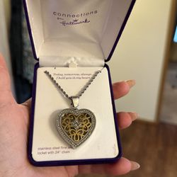 Cute Heart Pendant With Silver Chain 