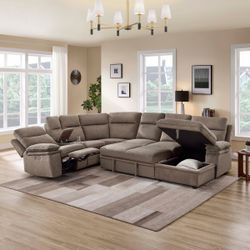 New Large Power Recliner Sleeper Sectional Couch with Chaise! Free Delivery 🚚