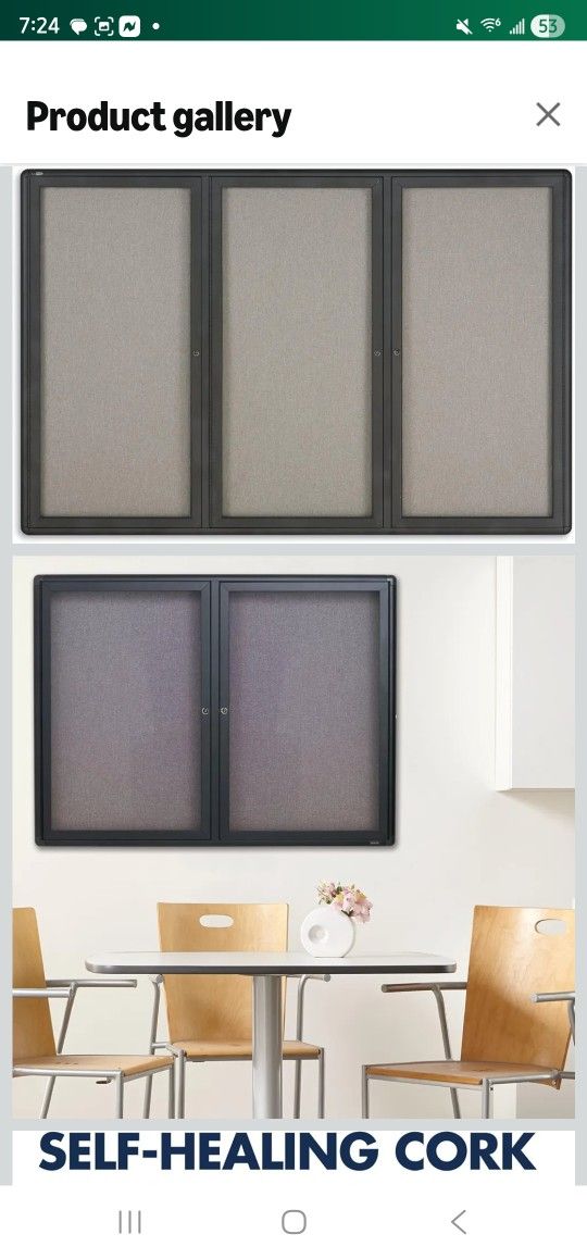 Quartet Bulletin Board, 6' x 4' Enclosed Fabric Notice Board, Lockable Swing Doors, Graphite Frame (2367L)