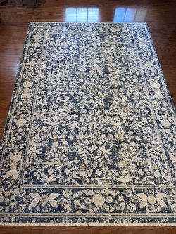 Rifle Paper Co. Blue and White Floral Rug